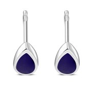 Lapiz Lazuli Drop Silver Stud Earrings, e333